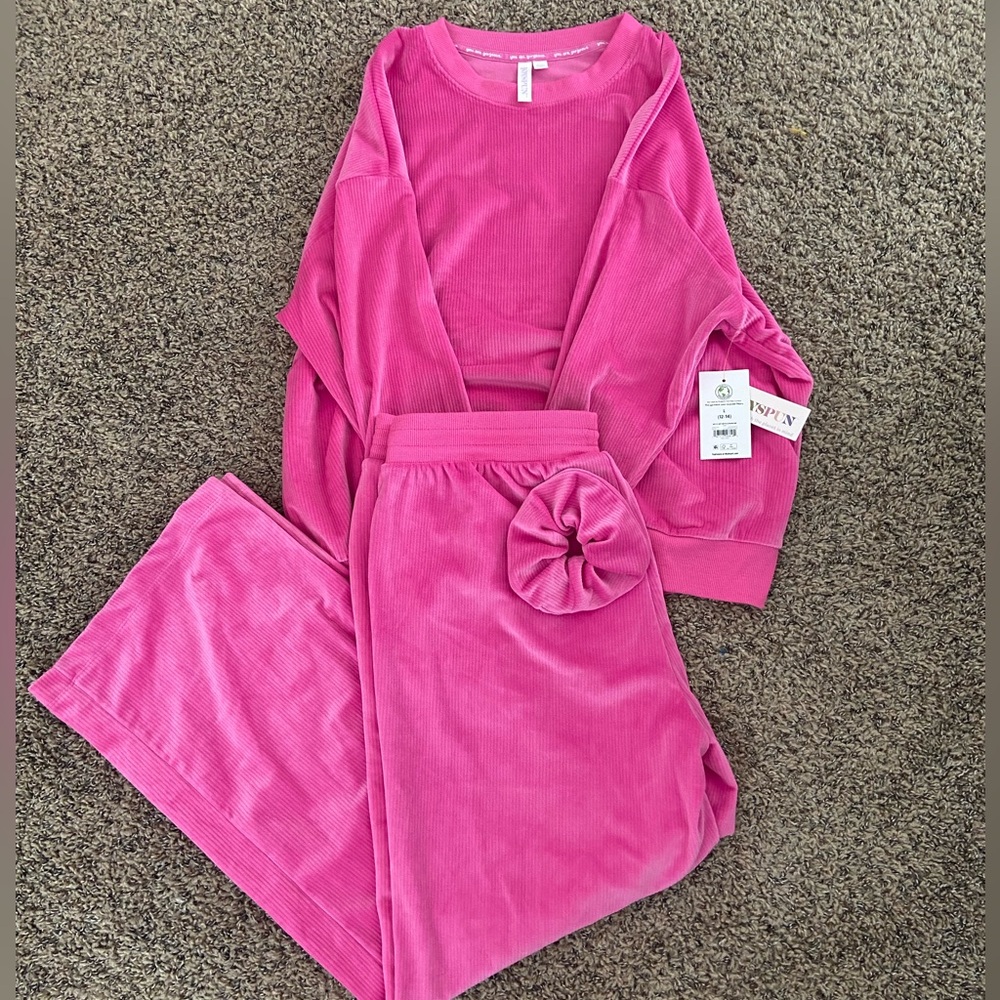 Cute soft velvet like pjs! Never worn size L